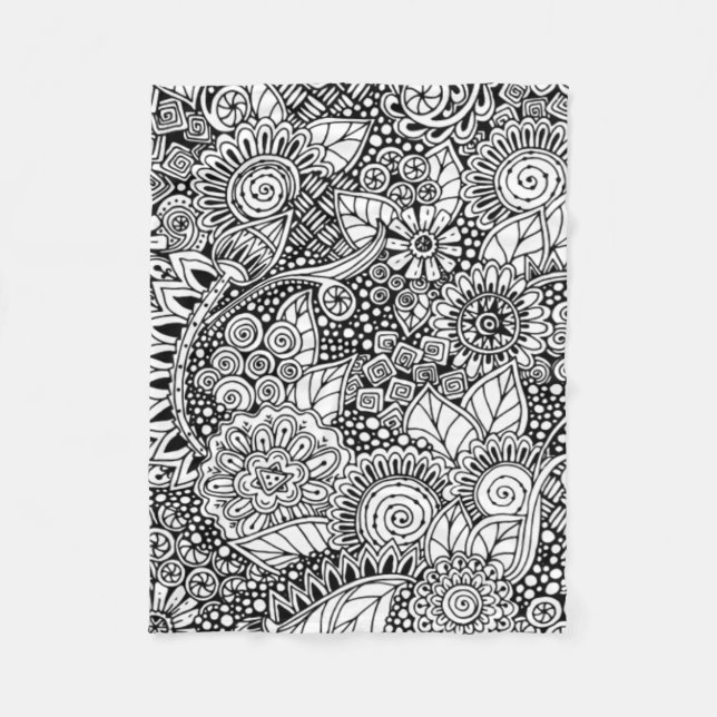 Ethnic Floral Inspired Fleece Blanket (Front)