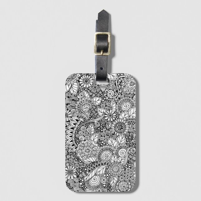 Ethnic Floral Inspired Luggage Tag (Front Vertical)