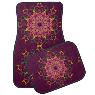 Ethnic floral mandala. car floor mat