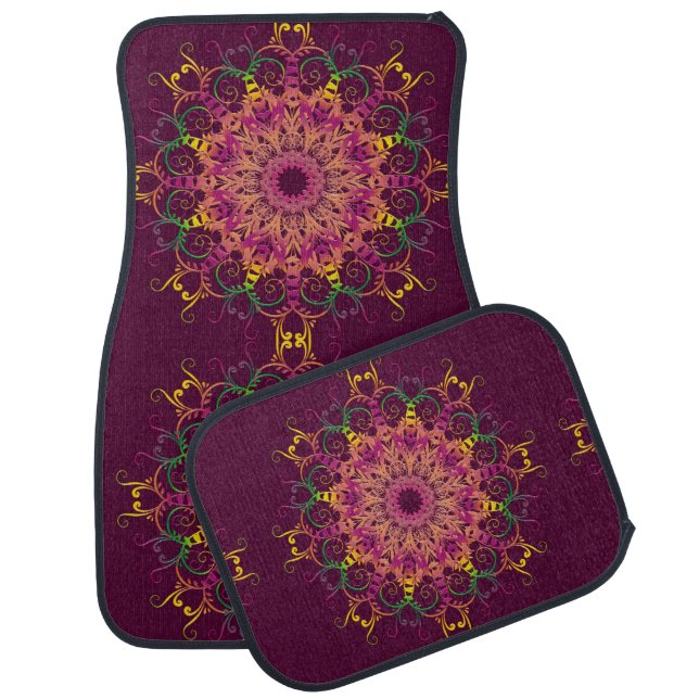 Ethnic floral mandala. car floor mat (Set)