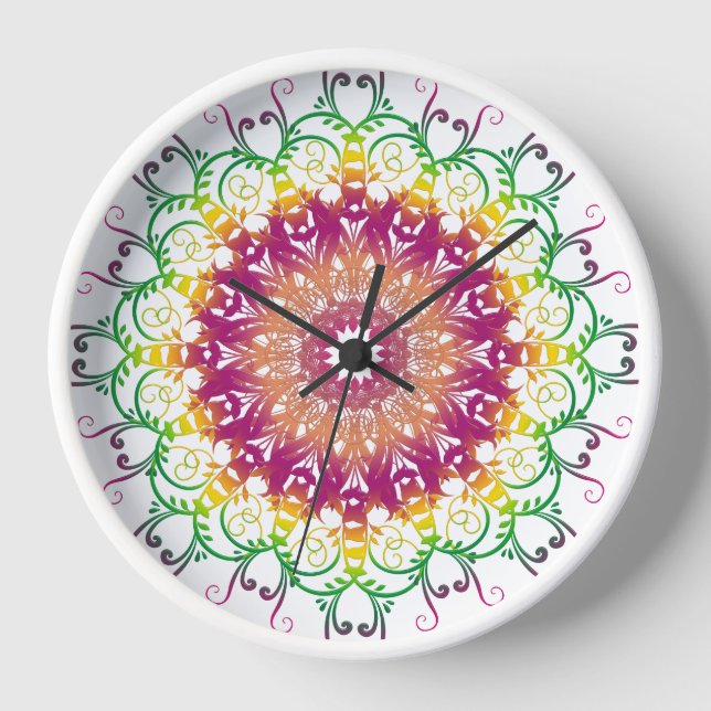 Ethnic floral mandala. clock (Front)