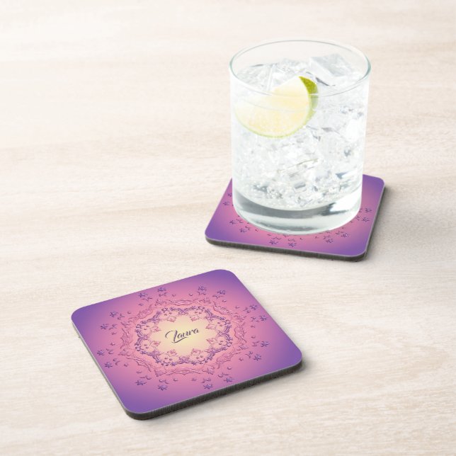 Ethnic floral mandala. Floral Crown     Beverage Coaster (Right Side)