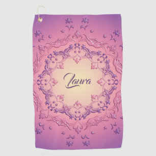 Ethnic floral mandala. Floral Crown Golf Towel