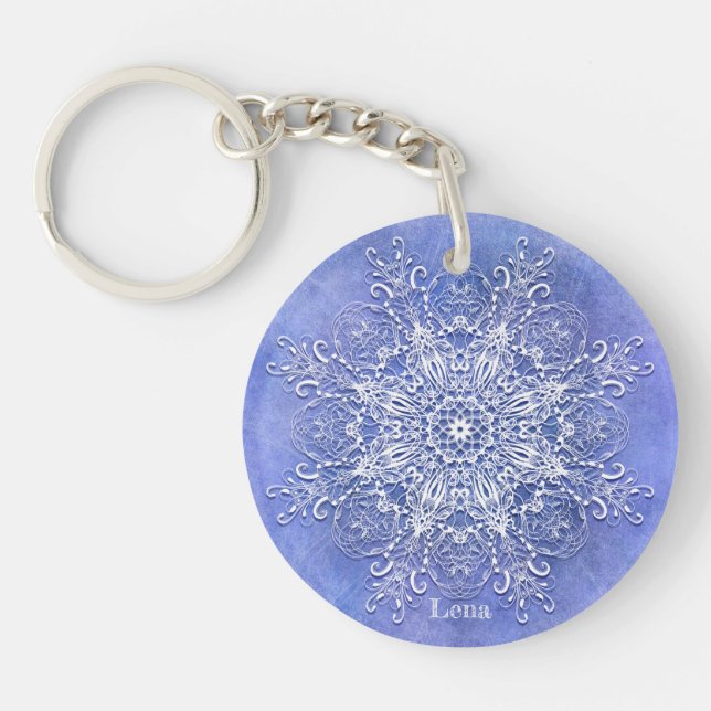 Ethnic floral mandala. keychain (Front)