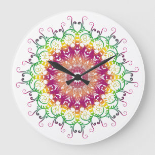 Ethnic floral mandala. large clock