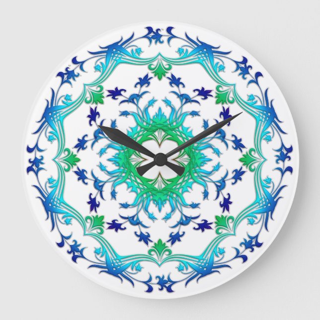 Ethnic floral mandala. large clock (Front)