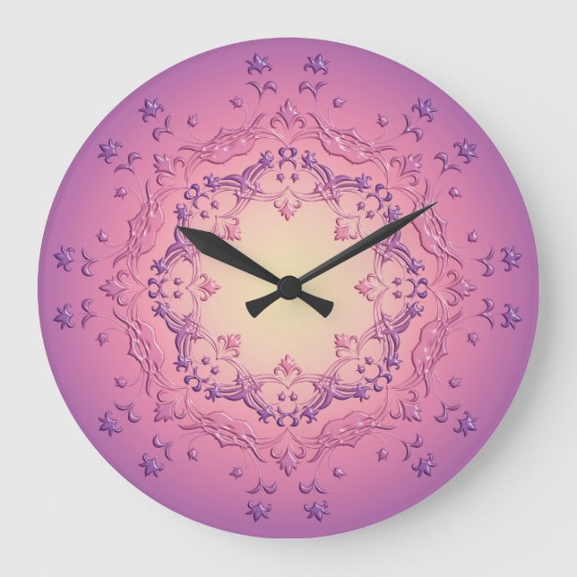 Ethnic floral mandala. large clock (Front)