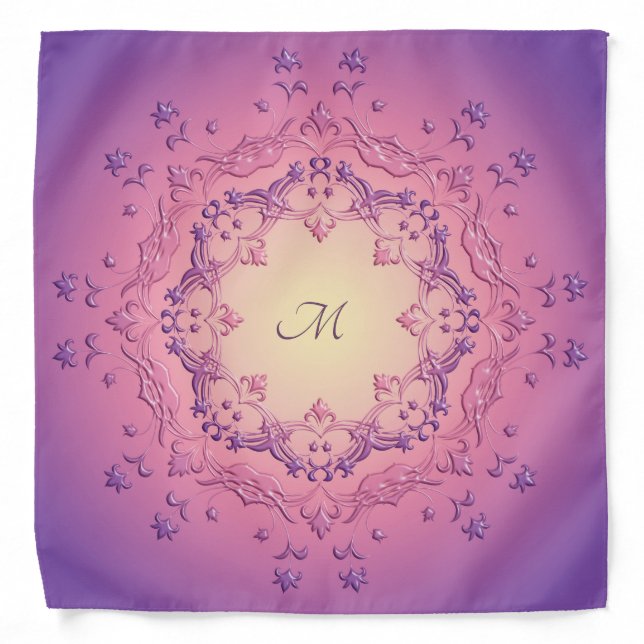 Ethnic floral mandala. Monogram. Bandana (Front)