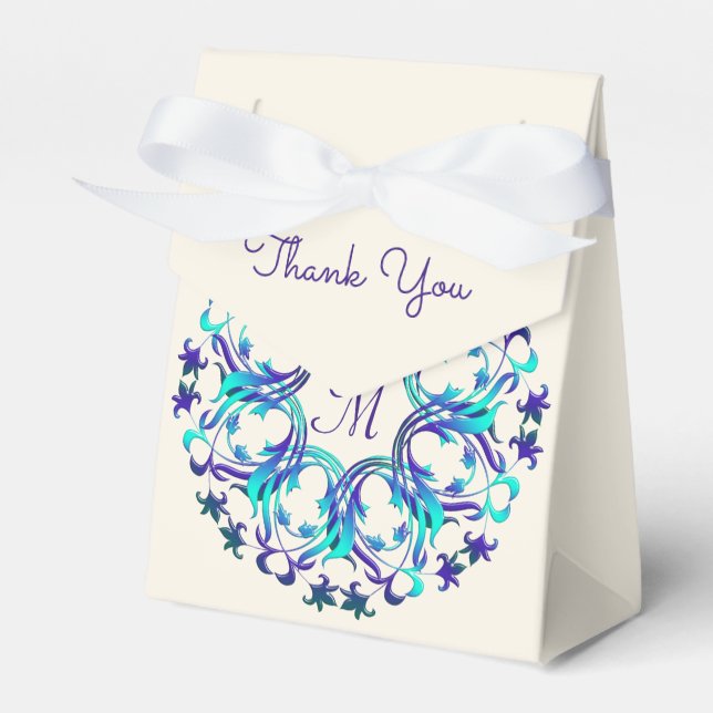 Ethnic Floral Mandala Monogram Favor Boxes (Front Side)