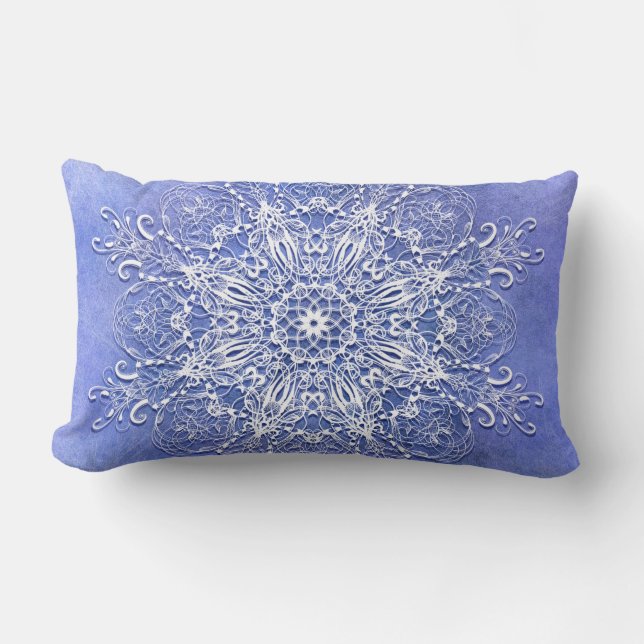 ethnic floral mandala on grunge background lumbar pillow (Front)