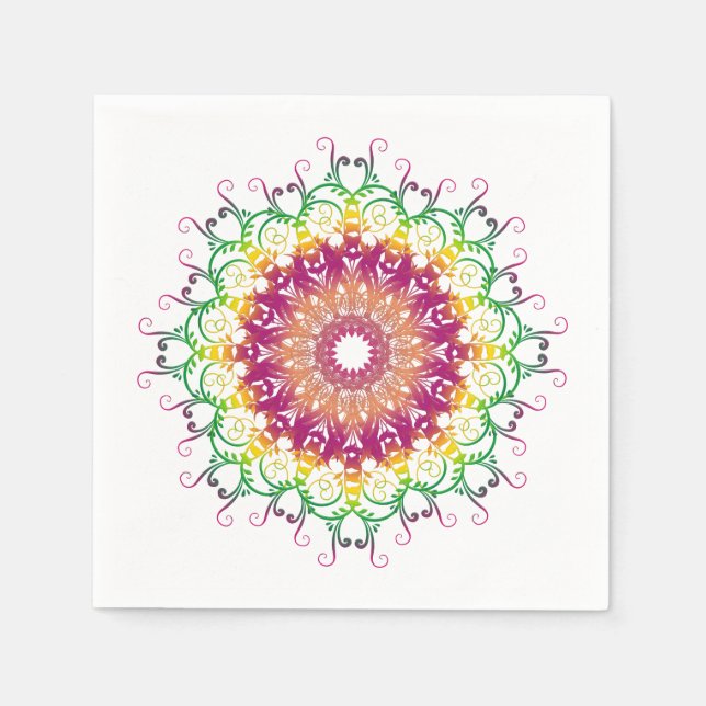 Ethnic floral mandala. paper napkins (Front)