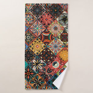 Ethnic floral mandala seamless pattern. Colorful m Bath Towel