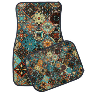Ethnic floral mandala seamless pattern. Colorful m Car Floor Mat