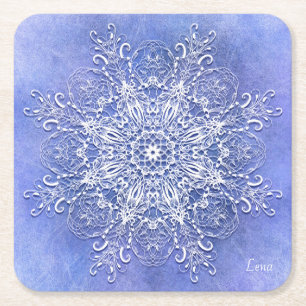 Ethnic floral mandala. square paper coaster