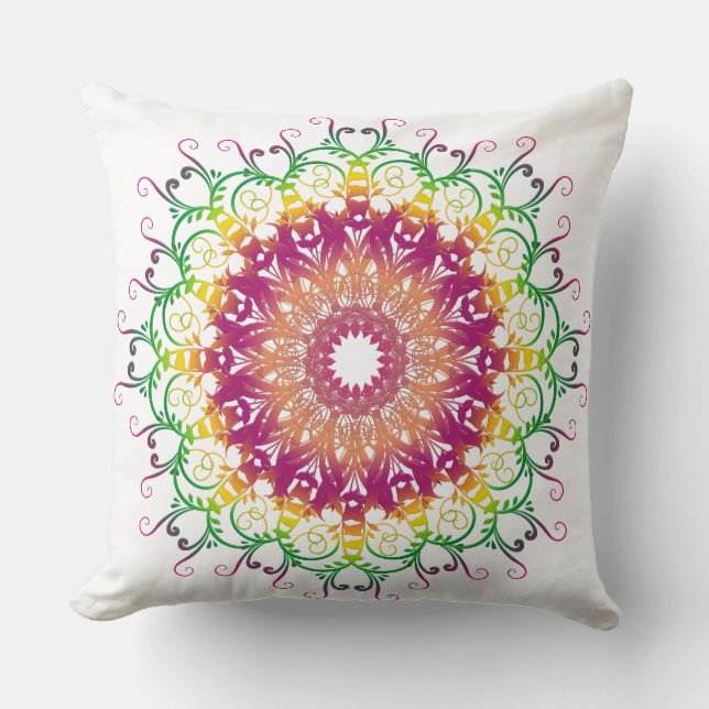 Ethnic floral mandala. throw pillow (Front)