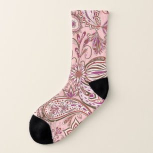 Ethnic Floral: Oriental Paisley Design. Socks