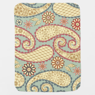 Ethnic floral, paisley vintage style. baby blanket