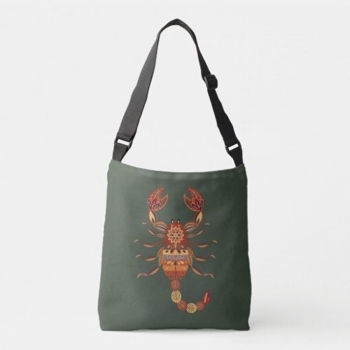 Ethnic Floral Scorpion Crossbody Bag