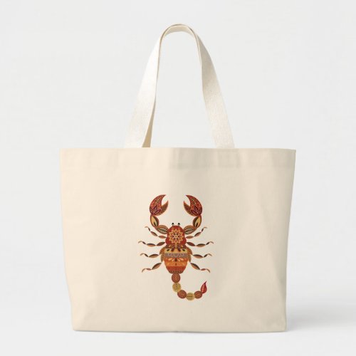 Ethnic Floral Scorpion Large Tote Bag
