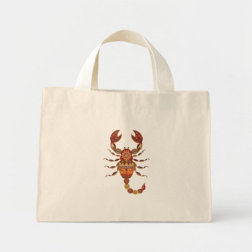 Ethnic Floral Scorpion Mini Tote Bag
