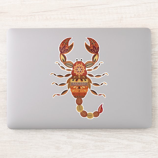 Ethnic Floral Scorpion Sticker (Computer)