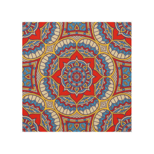 Ethnic floral, seamless bohemian pattern. wood wall art