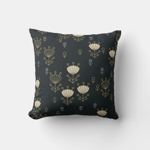 Ethnic Flowers Vintage Ornamental Design Throw Pillow