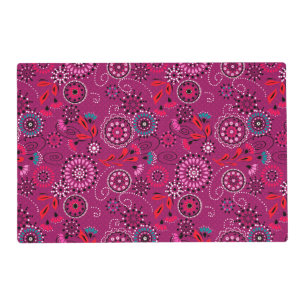 Ethnic folk abstract floral pattern retro crimson placemat