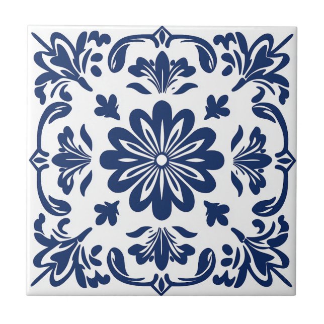  Ethnic folk ceramic tile in talavera style (Front)