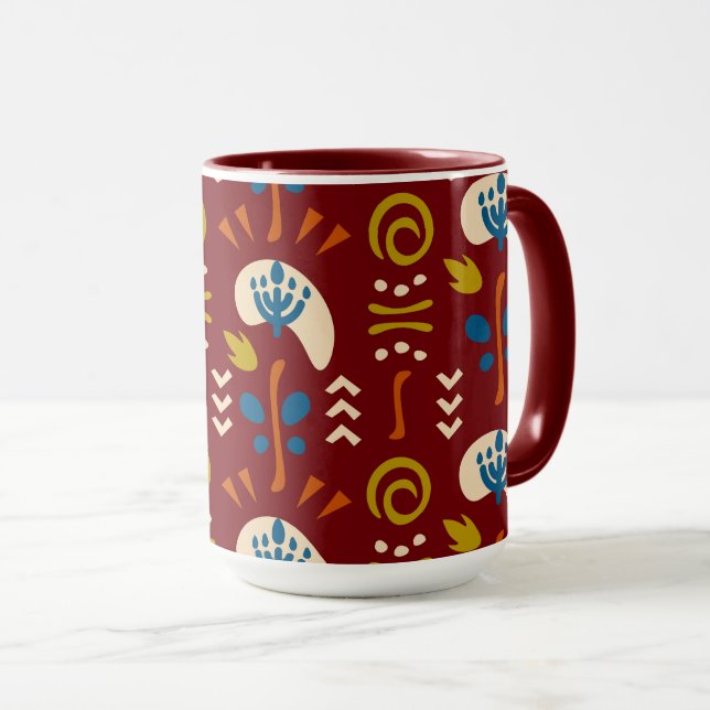 Ethnic Folk Floral Pattern Mug (Front Right)