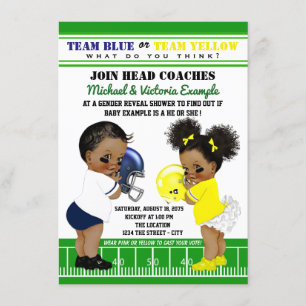 Ethnic Football Gender Reveal Baby Shower Invitation