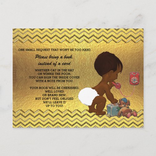 Ethnic Gender Neutral Gold Chevron Book Request Postcard