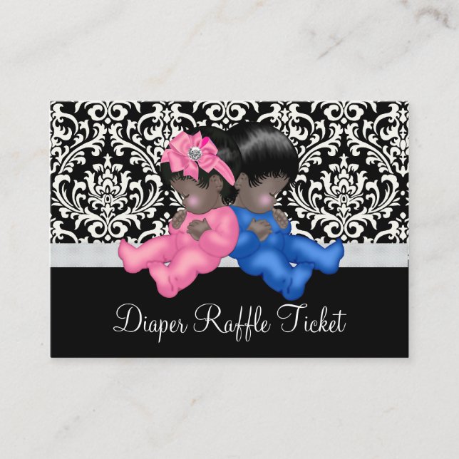Ethnic Gender Reveal Diaper Raffle Tickets Enclosure Card (Front)