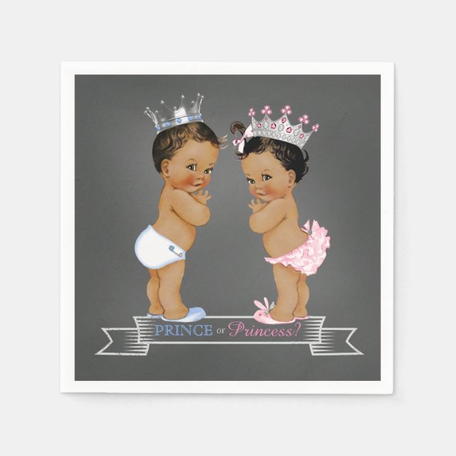 Ethnic Gender Reveal Prince Princess Napkins (Front)