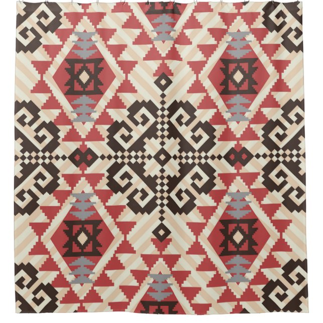 Ethnic Geometric: Abstract Seamless Shower Curtain (Front)