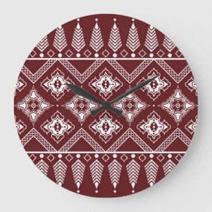 Ethnic Geometric Asian Style Pattern Large Clock
