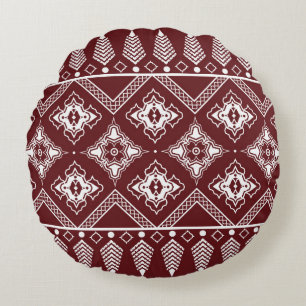 Ethnic Geometric Asian Style Pattern Round Pillow