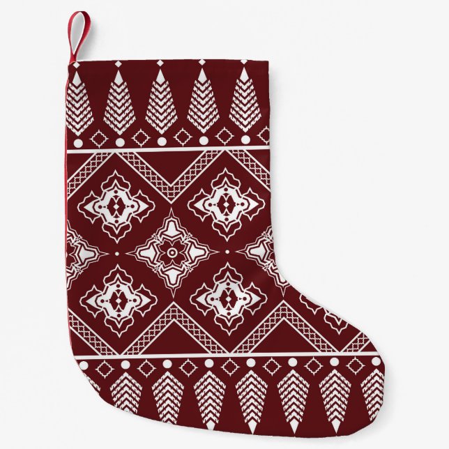 Ethnic Geometric Asian Style Pattern Small Christmas Stocking (Front)