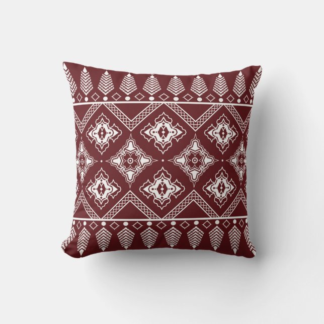 Ethnic Geometric Asian Style Pattern Throw Pillow (Front)