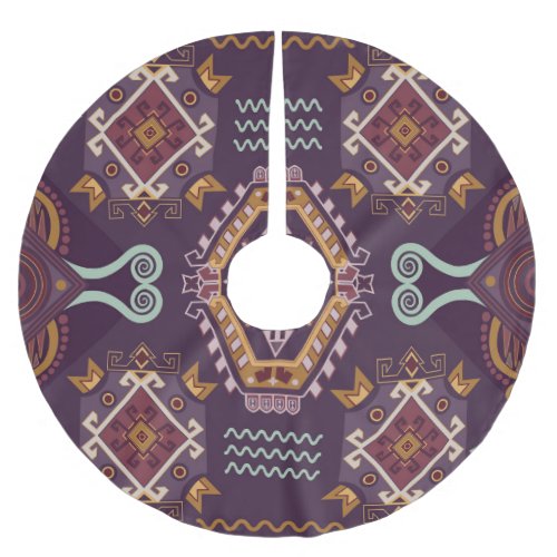 Ethnic Geometric Colorful Seamless Design Brushed Polyester Tree Skirt