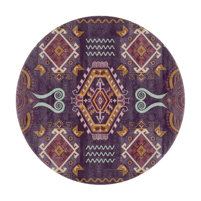 Ethnic Geometric Colorful Seamless Design Cutting Board (Front)