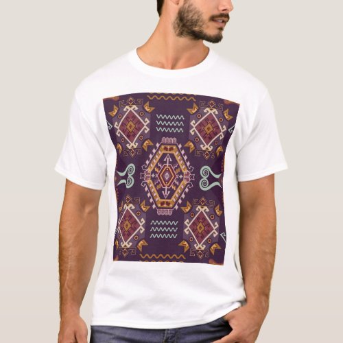 Ethnic Geometric Colorful Seamless Design T_Shirt