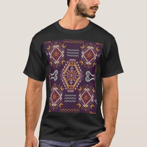 Ethnic Geometric Colorful Seamless Design T_Shirt