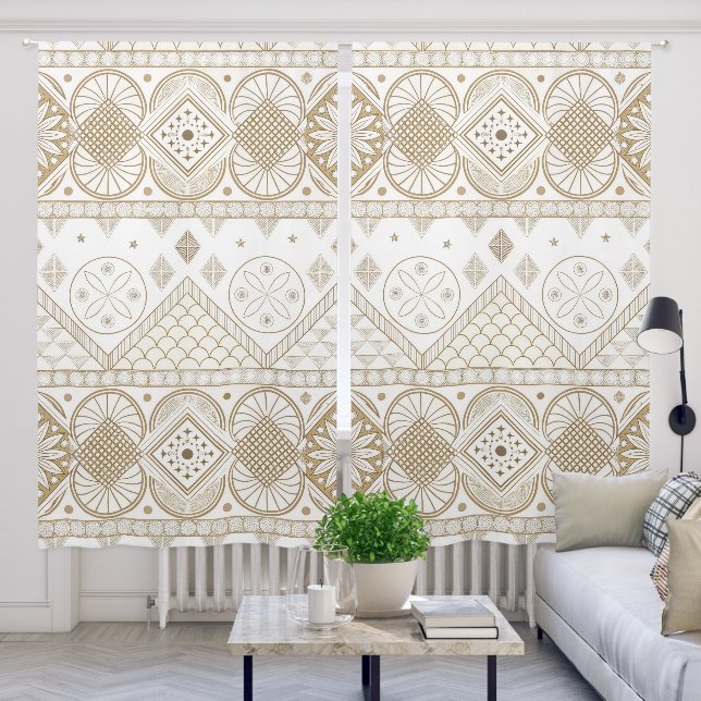 Ethnic Geometric Floral Tribal Seamless Pattern 2 Blackout Curtains (Living Room)