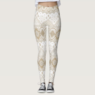 Ethnic Geometric Floral Tribal Seamless Pattern 2 Leggings