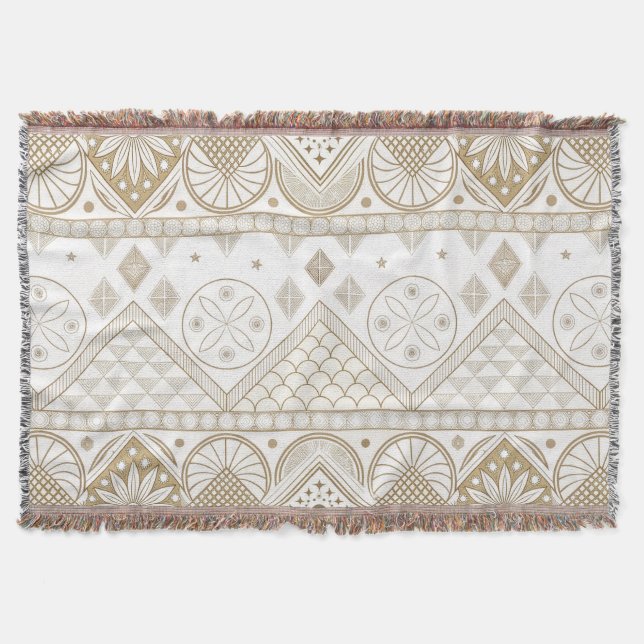 Ethnic Geometric Floral Tribal Seamless Pattern 2 Throw Blanket (Front)