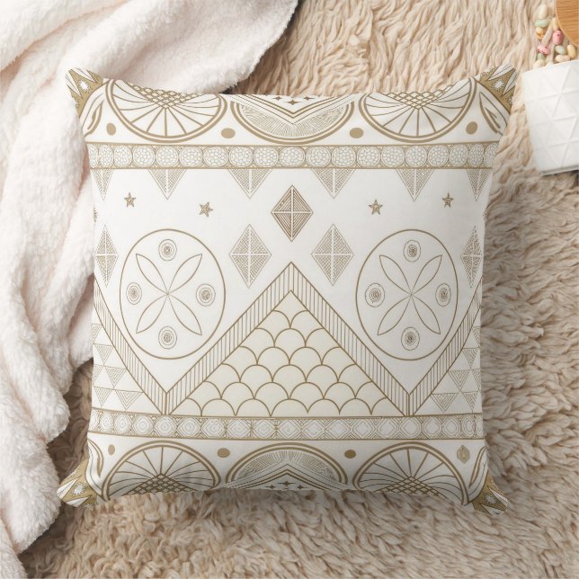 Ethnic Geometric Floral Tribal Seamless Pattern 2 Throw Pillow (Blanket)