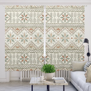 Ethnic Geometric Floral Tribal Seamless Pattern Blackout Curtains