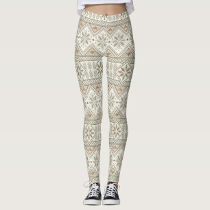 Ethnic Geometric Floral Tribal Seamless Pattern Leggings