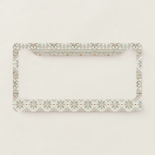 Ethnic Geometric Floral Tribal Seamless Pattern License Plate Frame